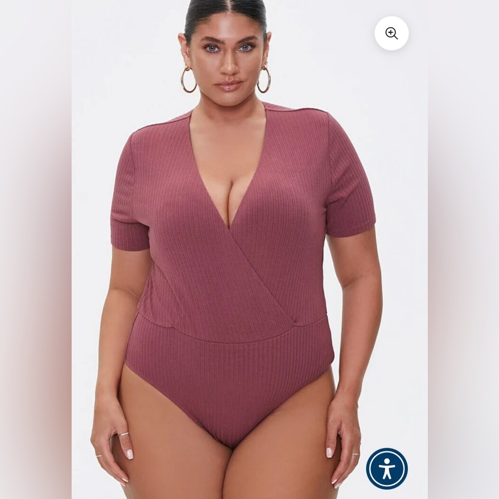 NWT Forever 21 Ribbed Surplice Bodysuit. Size 3X